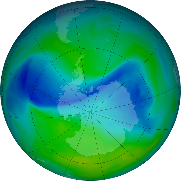 Antarctic ozone map for 05 December 2006